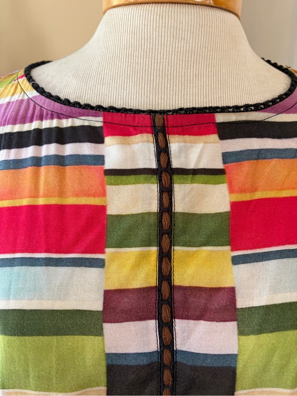Anthropologie Colorful Geometric & Striped Short Sleeve Mini Dress - Picture 3 of 7